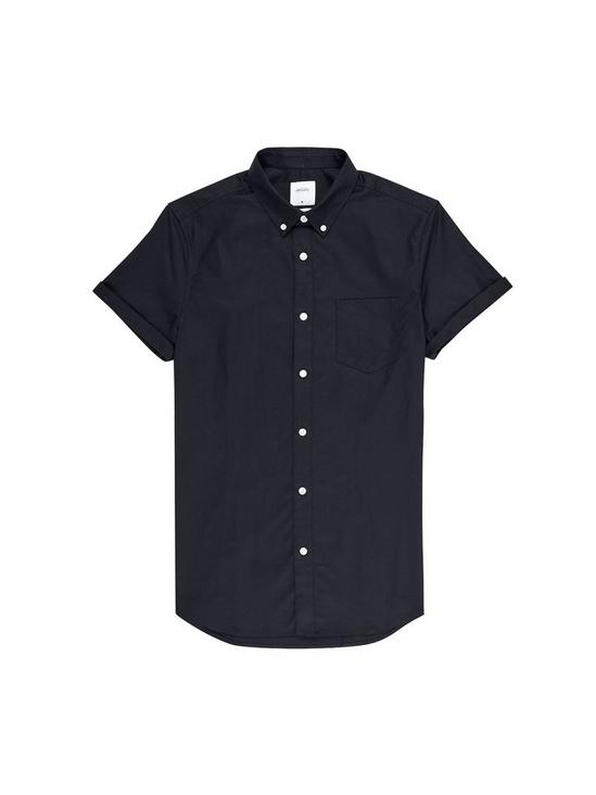 Burton Black Muscle Fit Short Sleeve Oxford Shirt 4