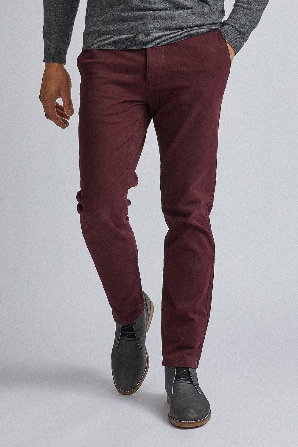 Trousers | Slim Fit Burgundy Chino | Burton