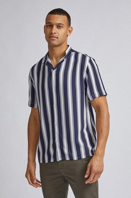 Burton Navy Stripe Viscose Shirt 1