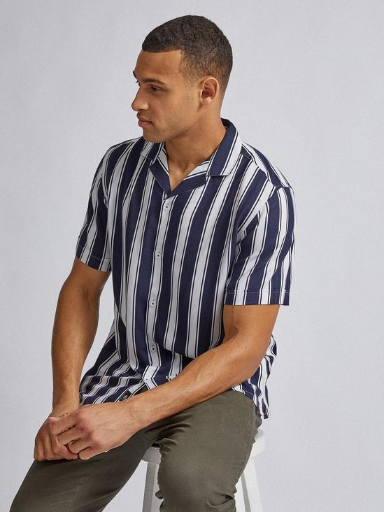 Burton Navy Stripe Viscose Shirt 5