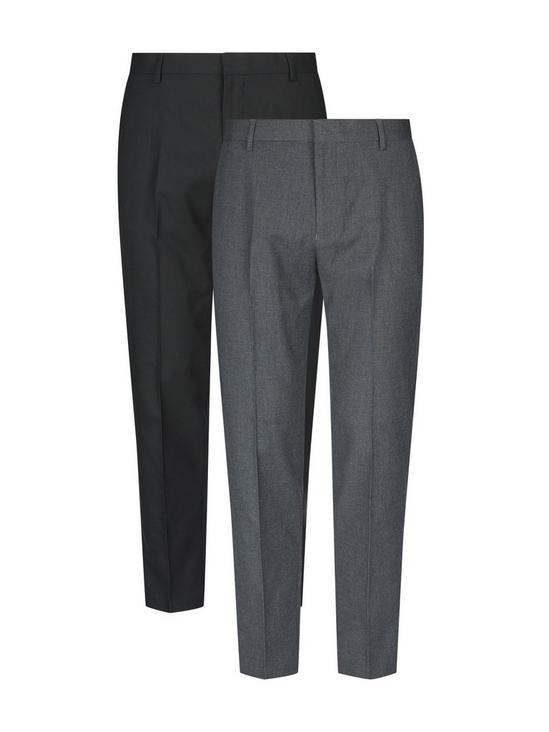Burton 2 Pack Black and Mid Grey Slim Fit Trousers 2