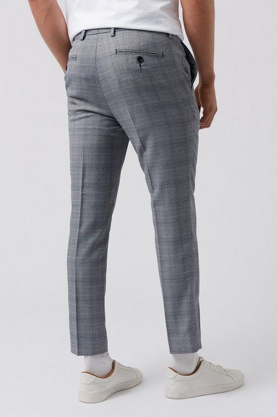 Burton Mid Grey Slim Micro Check Trousers 3