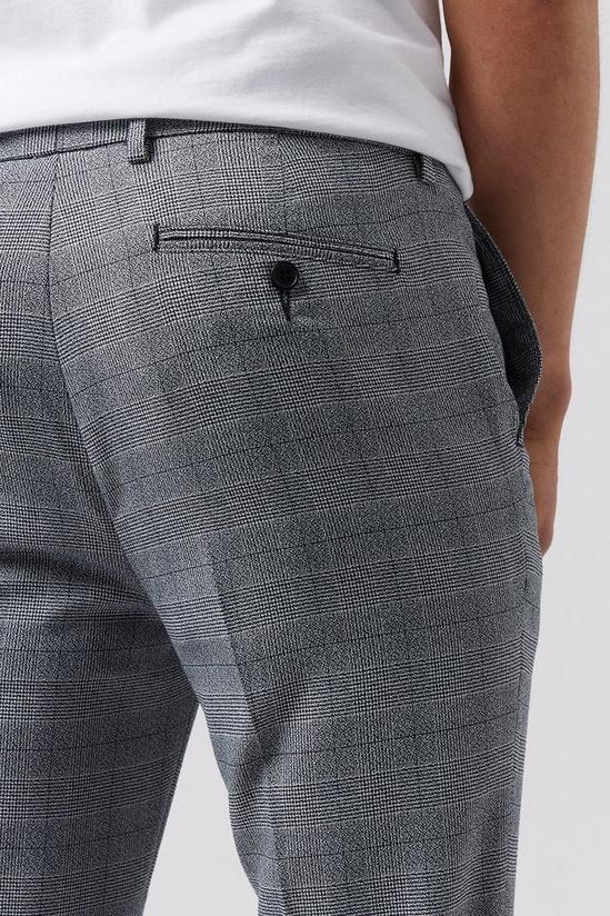 Burton Mid Grey Slim Micro Check Trousers 4