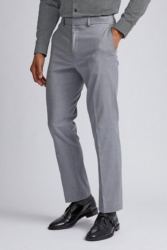 Burton Light Grey Tailored Fit Stretch Trousers 1