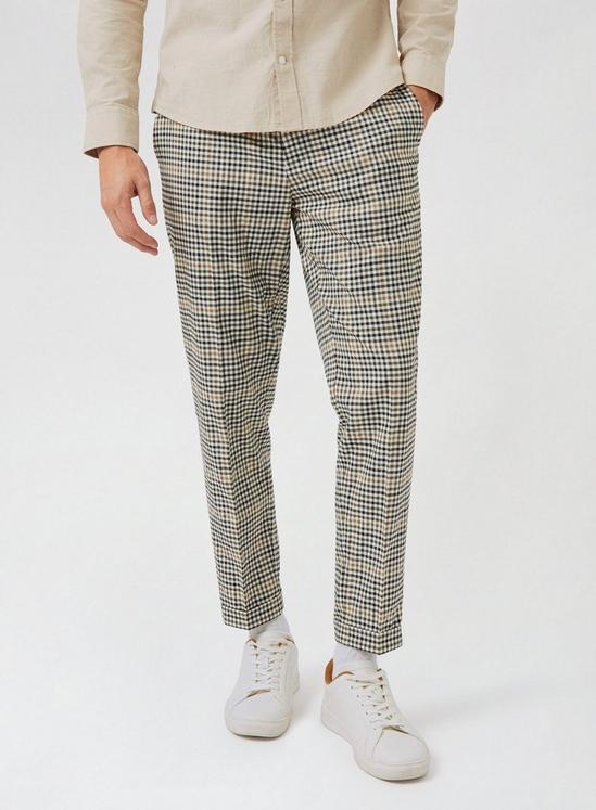 Burton Green Tapered Mini Check Crop Trousers 2