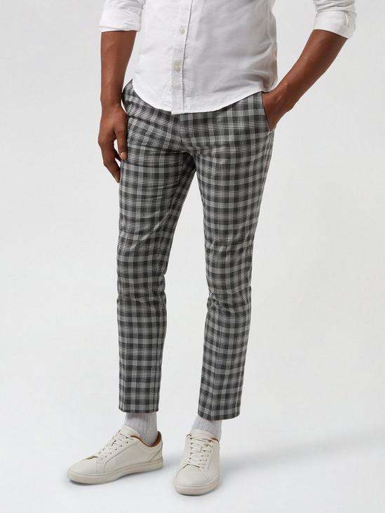 Burton Skinny Grey Check Cropped Trousers 1