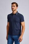 Burton Navy Jacquard Collar Polo Shirt thumbnail 1