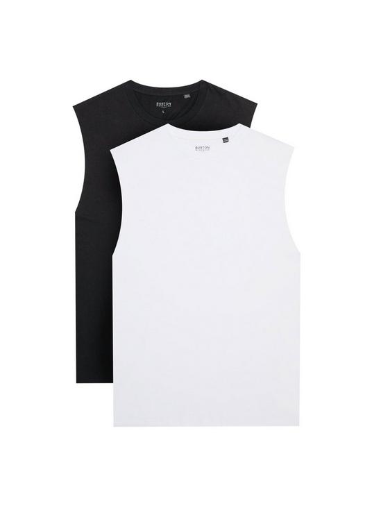 Burton Plus And Tall Two Pack White Black Tank 1
