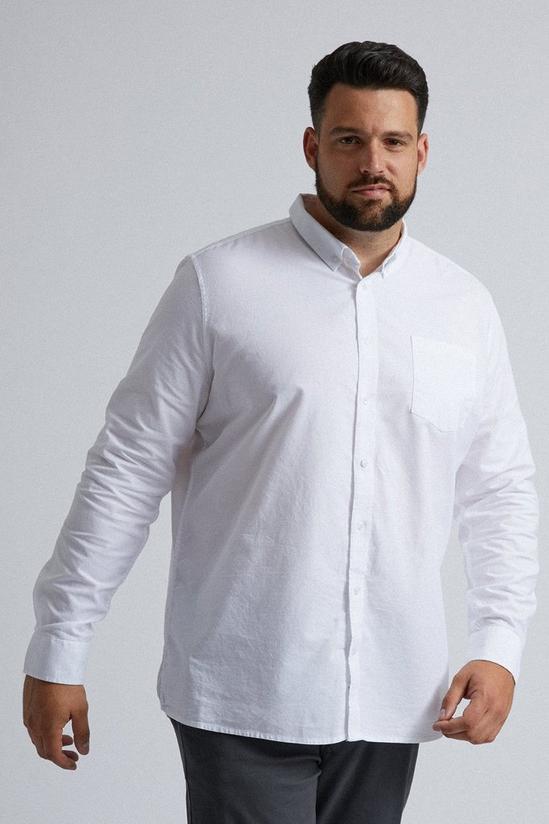 Burton Plus and Tall White Long Sleeve Oxford Shirt 1
