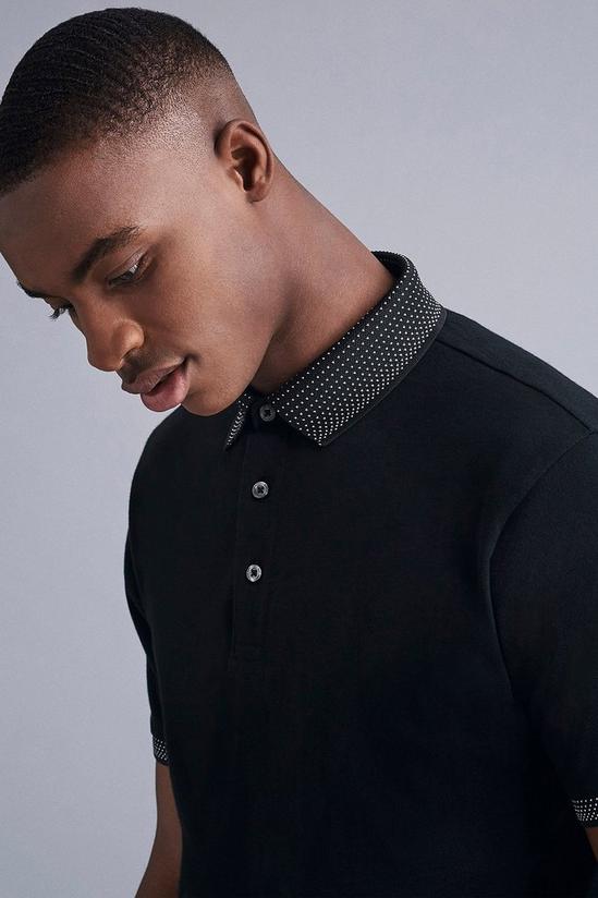 Burton Black Jacquard Collar Polo Shirt 1