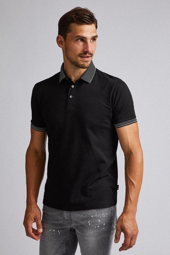 Burton Black Jacquard Collar Polo Shirt 2
