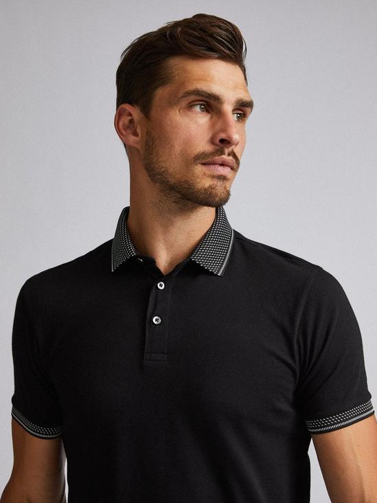Burton Black Jacquard Collar Polo Shirt 5