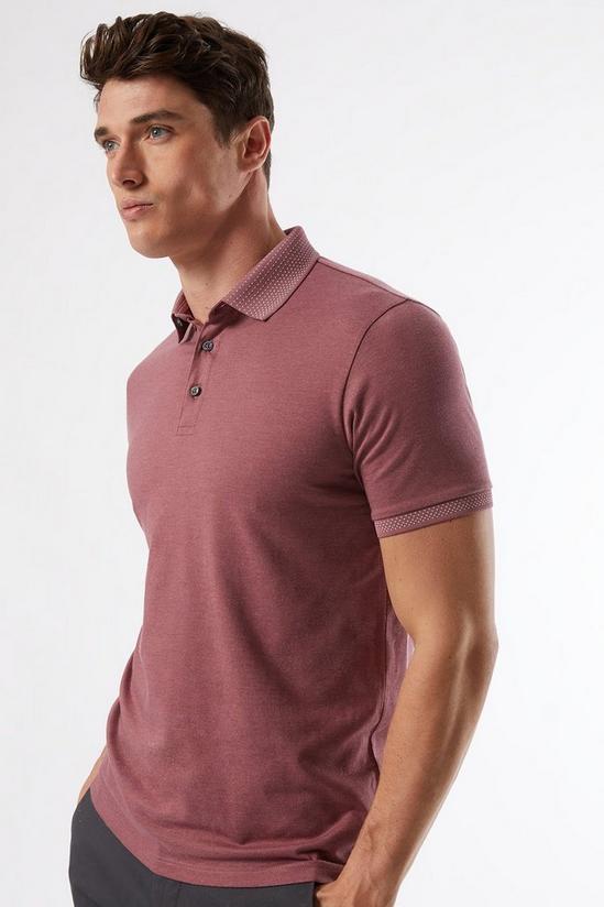 Burton Pink Jacquard Collar Polo Shirt 1