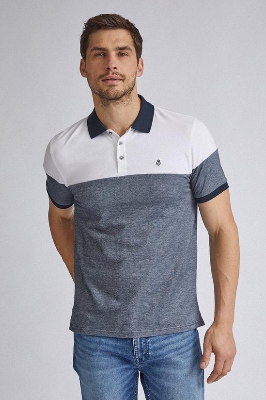 Burton White and Navy Two Tone Cut and Sew Polo Shirt 1