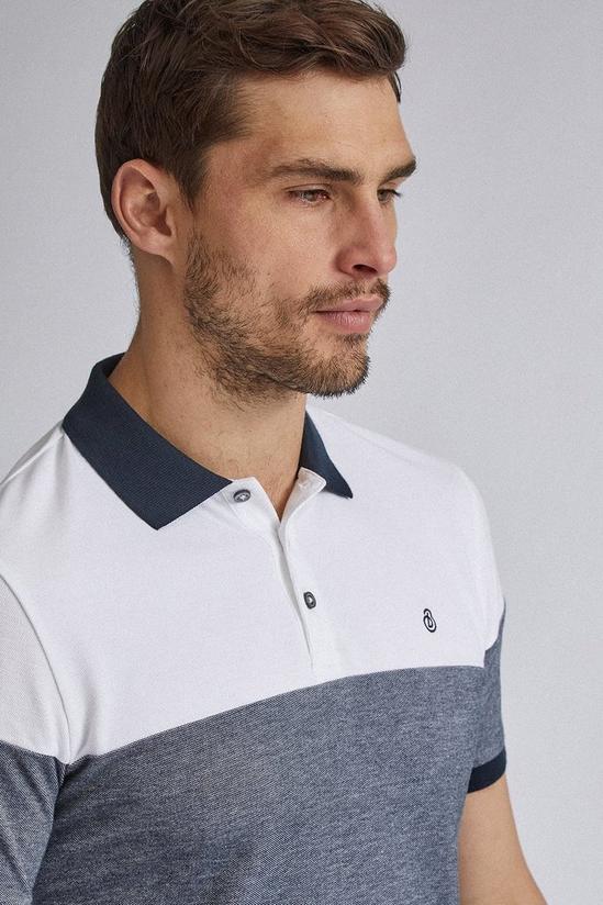 Burton White and Navy Two Tone Cut and Sew Polo Shirt 4