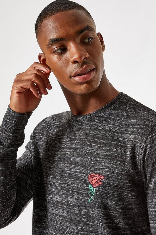 Burton Dark Grey Marl Rose Embroidered Sweatshirt 4
