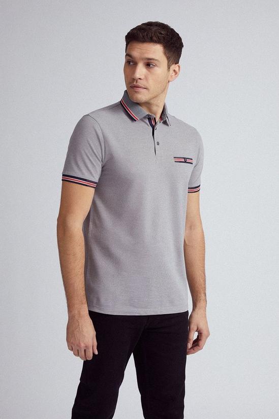 Burton Grey Two Tone Polo Shirt With Neon Tipping 1