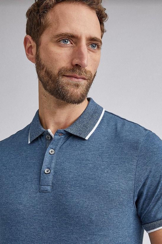 Burton Denim Blue Marl Tip Polo Shirt 4