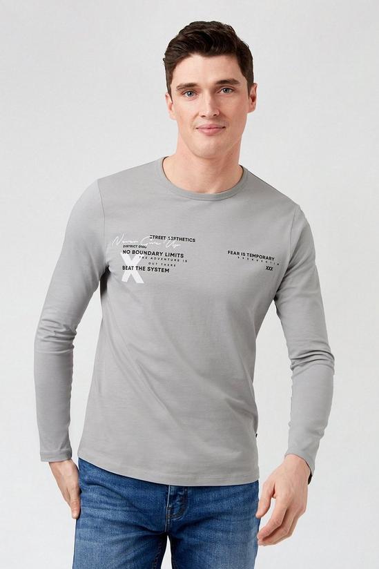 Burton Grey Graphic Long Sleeved TShirt 1