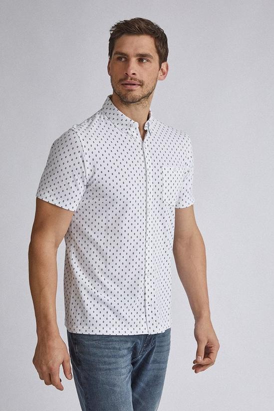 Burton White and Navy Geometric Print Pique Shirt 1