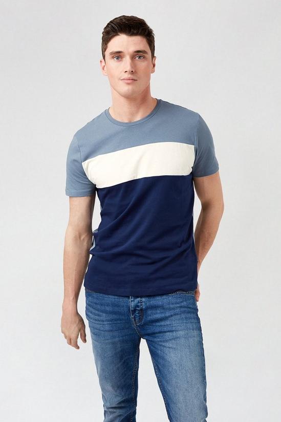 Burton Blue Horizontal Cut and Sew T-Shirt 1
