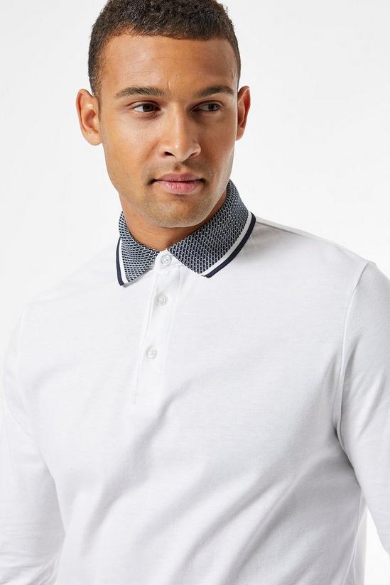 Burton White Jacquard Collar Polo Shirt 3