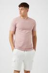 Burton Slim Fit Coral Pink Textured T-Shirt thumbnail 1