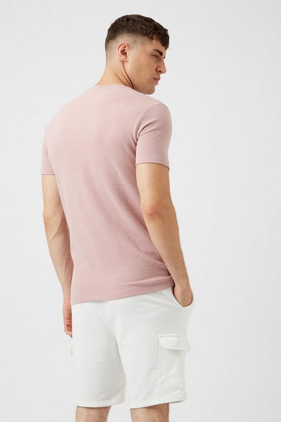 Burton Slim Fit Coral Pink Textured T-Shirt 3