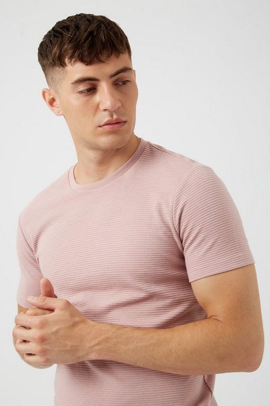 Burton Slim Fit Coral Pink Textured T-Shirt 4