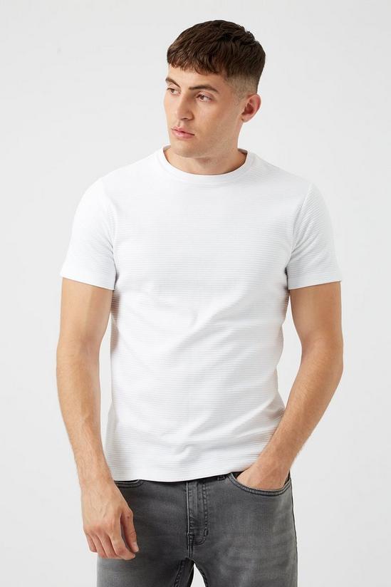 Burton Slim Fit White Textured T-Shirt 1