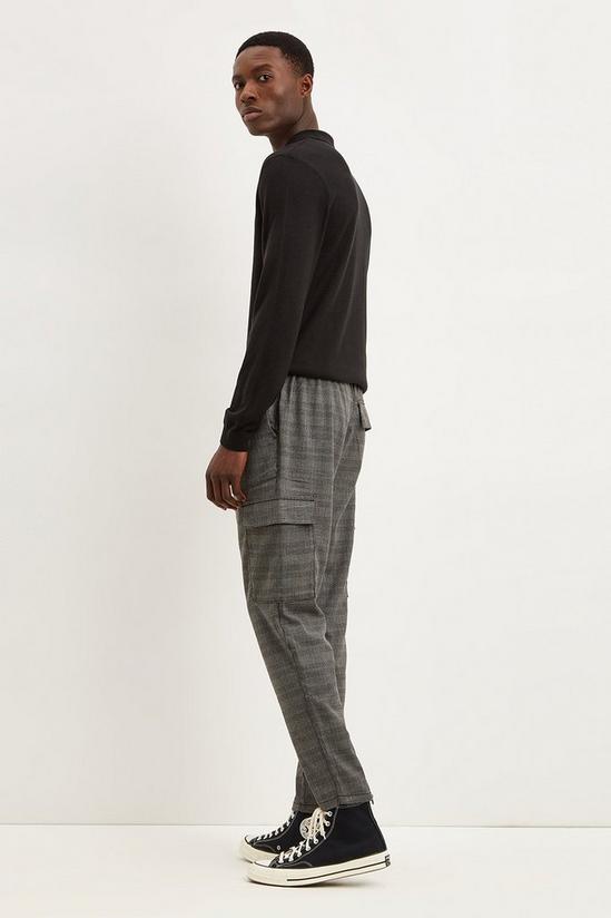 Burton Slim Grey Check Elasticated Waist Trousers 3
