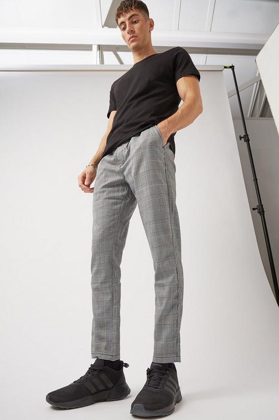 Burton Slim Dark Grey Check Pull on Trousers 1