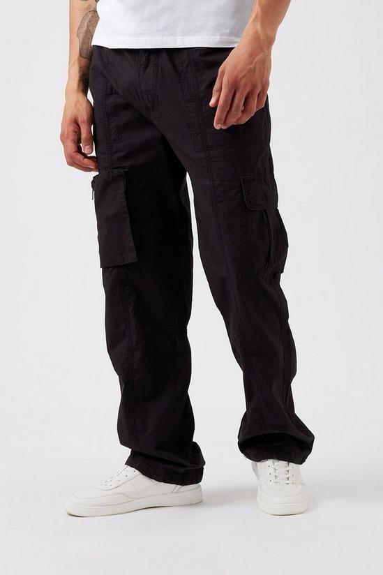 Burton Black Straight Fit Cargo Trouser 2