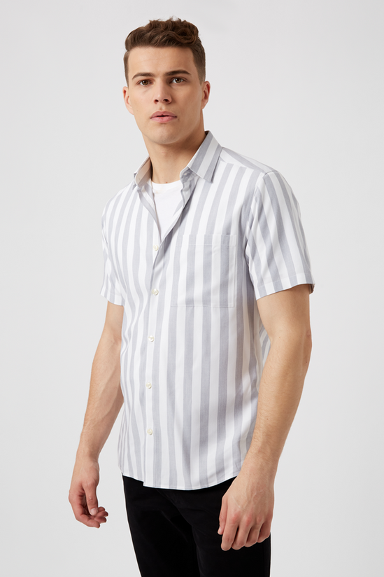 Burton Smart Grey Viscose Stripe Shirt 1