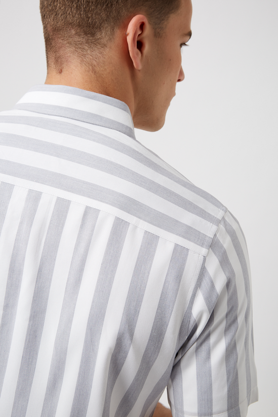 Burton Smart Grey Viscose Stripe Shirt 4