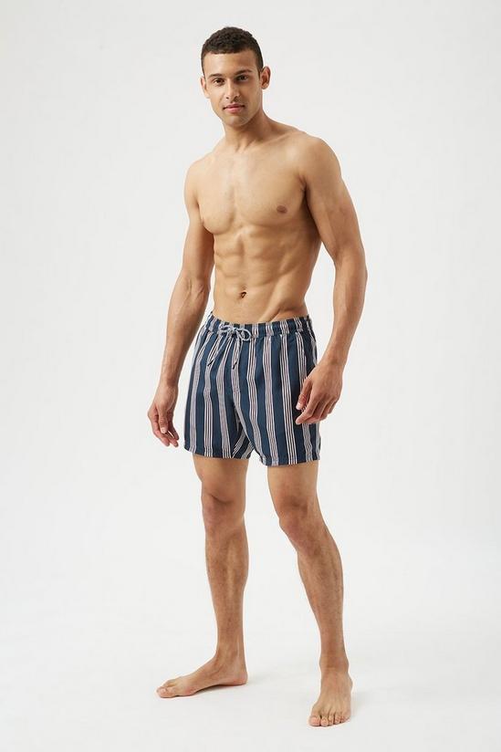 Burton Navy 3 Colour Stripe Swim Shorts 2