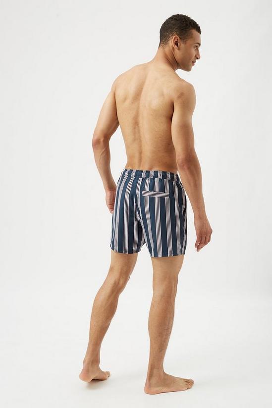 Burton Navy 3 Colour Stripe Swim Shorts 3