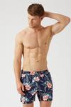 Burton Navy Large Floral All Over Print Swim Shorts thumbnail 1