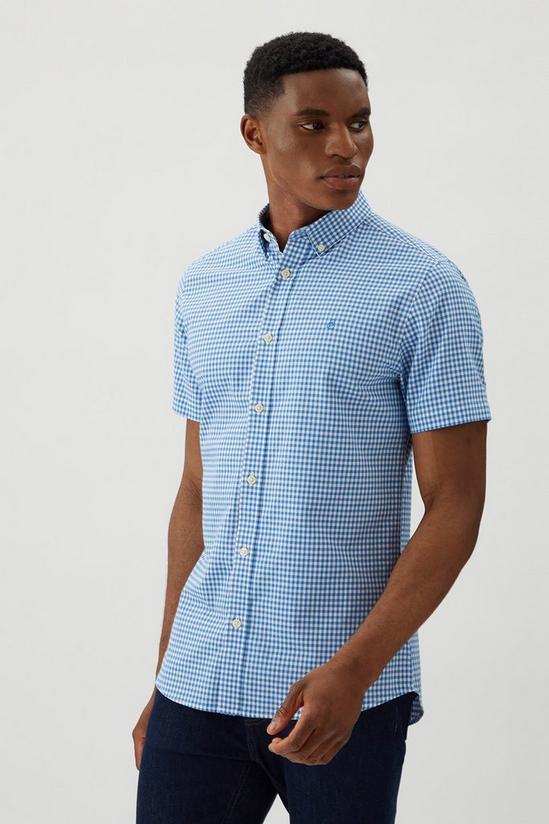 Burton Short Sleeve Light Blue Gingham Shirt 1