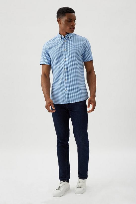 Burton Short Sleeve Light Blue Gingham Shirt 2