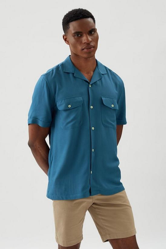 Burton Pacific Blue Double Pocket Viscose Shirt 1