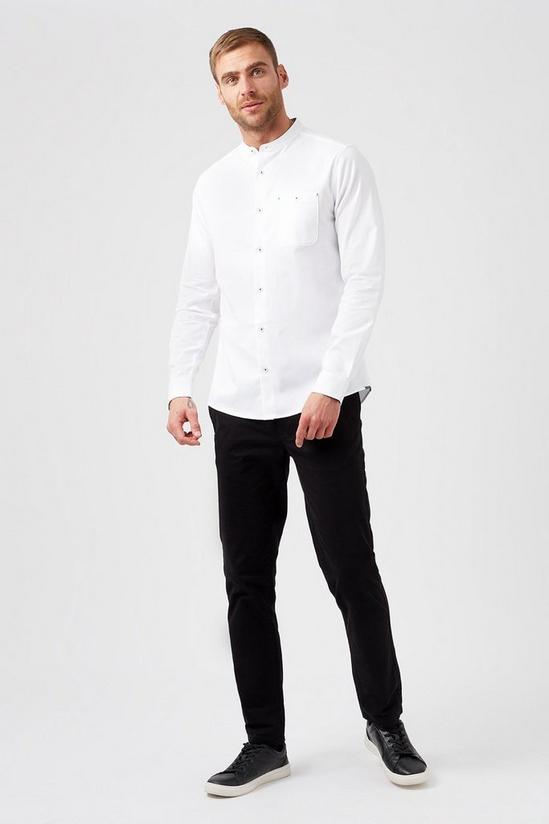 Burton White Texture Grandad Collar Shirt 2