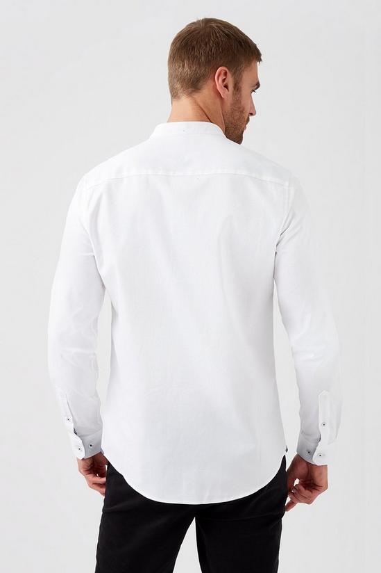 Burton White Texture Grandad Collar Shirt 3