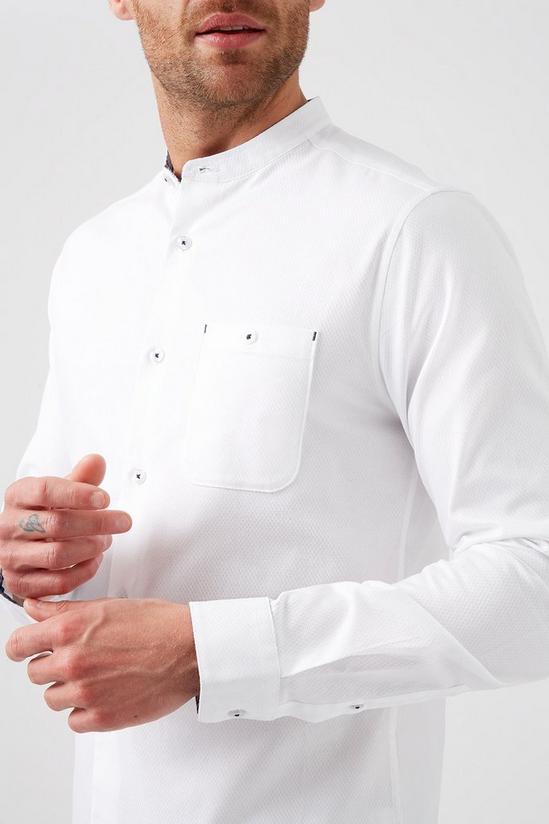 Burton White Texture Grandad Collar Shirt 4