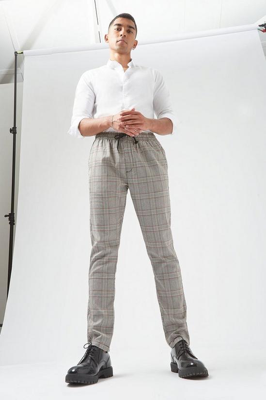 Burton Slim Grey Check Elasticated Waist Trousers 2