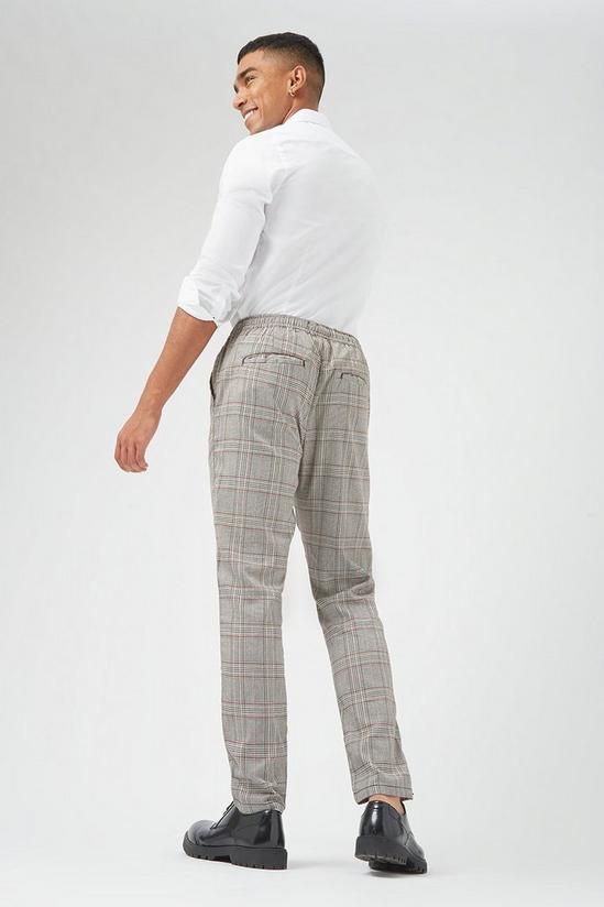Burton Slim Grey Check Elasticated Waist Trousers 3