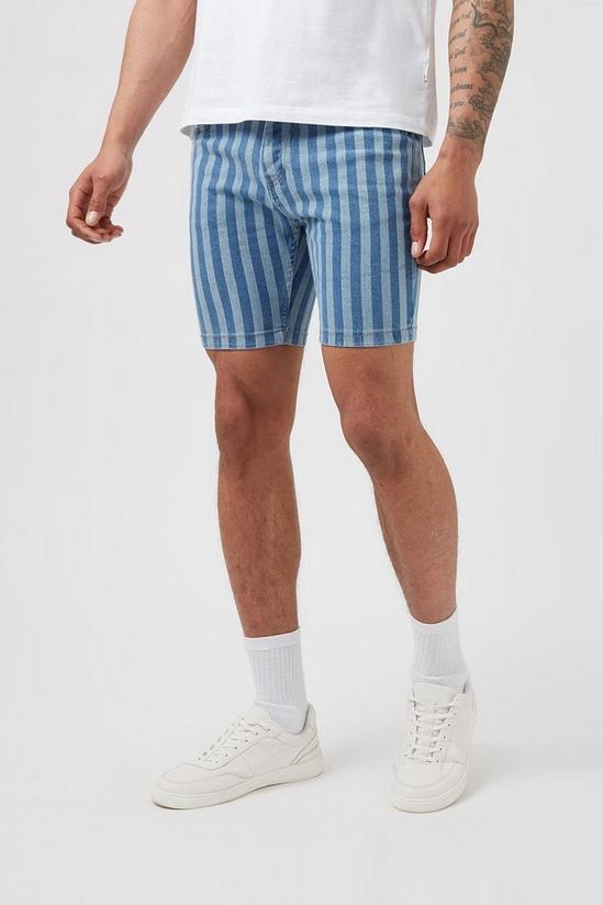 Burton Blue Stripe Denim Shorts 2