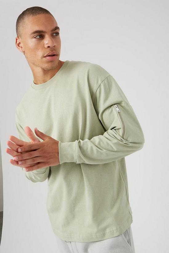 Burton Relaxed Fit Pale Green Sleeve Pocket T-shirt 1