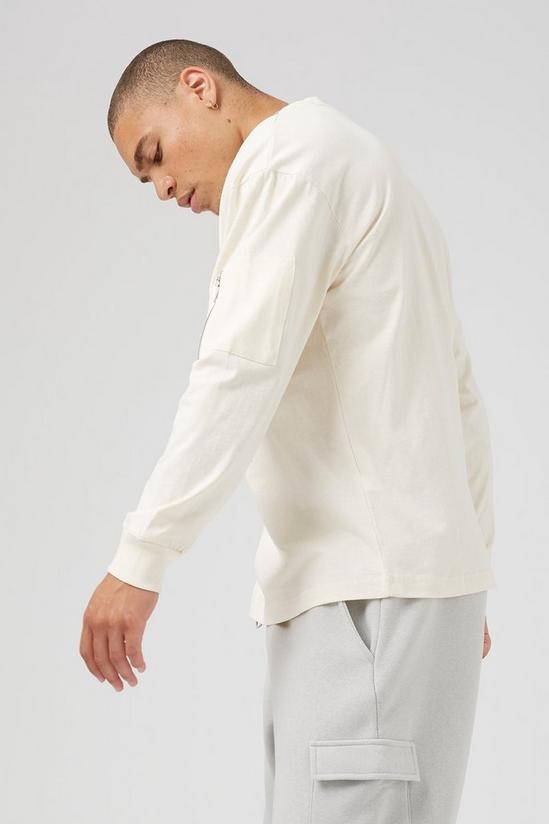 Burton Ecru Oversized Sleeve Pocket T-shirt 3