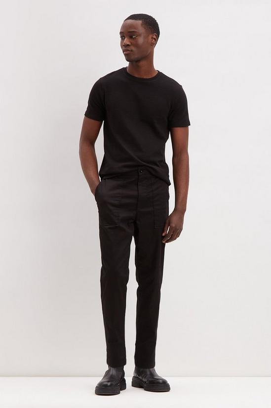 Burton Tapered Fit Black Worker Trousers 1